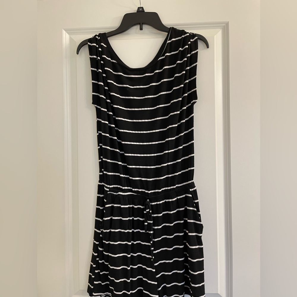 Black and white shorts romper